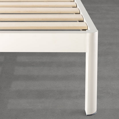 Mellow KERT Metal and Wood Platform Bed Frame with Upholstered Headboard, King