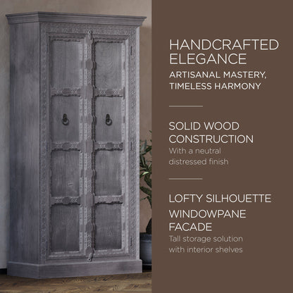 Mahala Nomad Wooden Cabinet in Grey Distressed Finish