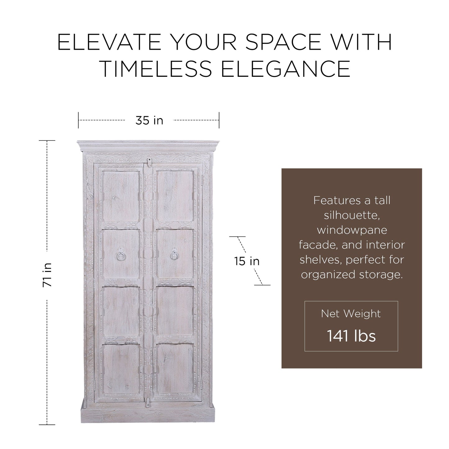 Mahala Nomad Wooden Cabinet in White Distressed Finish