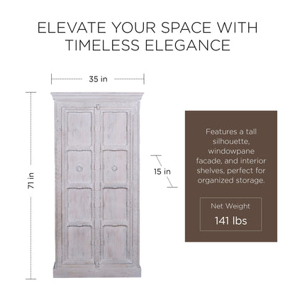 Mahala Nomad Wooden Cabinet in White Distressed Finish