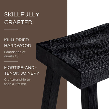 Maven Lane Vincent Wooden Rustic Aesthetic Kitchen Counter Stool, Set of 3