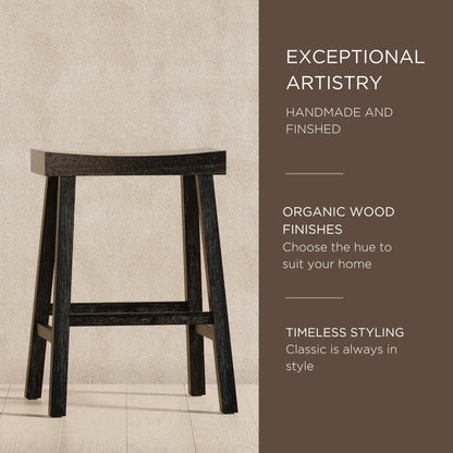 Maven Lane Vincent Wooden Rustic Aesthetic Kitchen Counter Stool, Set of 3