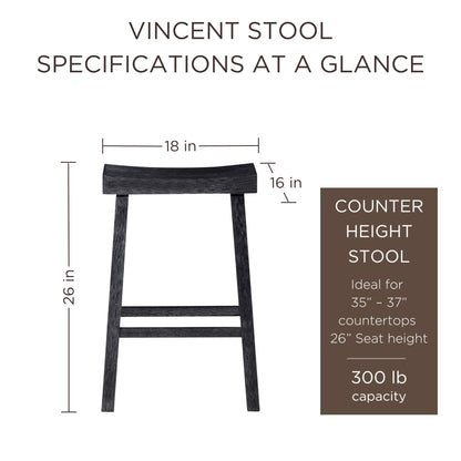 Maven Lane Vincent Wooden Rustic Aesthetic Kitchen Counter Stool, Set of 3