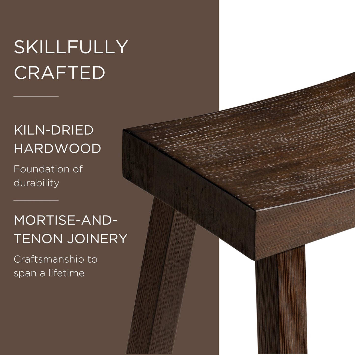 Maven Lane Vincent Wooden Rustic Aesthetic Kitchen Counter Stool, Set of 4