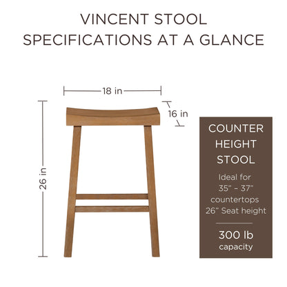 Maven Lane Vincent Wooden Rustic Aesthetic Kitchen Counter Stool, Set of 2