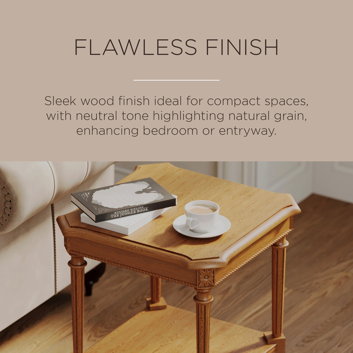 Maven Lane Pullman Traditional Square Wooden Side Table, Antiqued Natural Finish