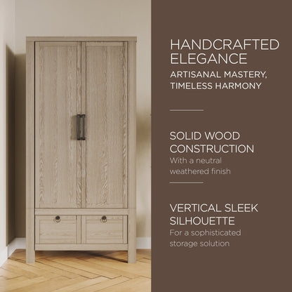 Maven Lane Vaughn Rustic Wooden Cabinet in Weathered White Finish