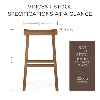 Maven Lane Vincent Wooden Rustic Aesthetic Kitchen Bar Stool, Antiqued Natural Finish