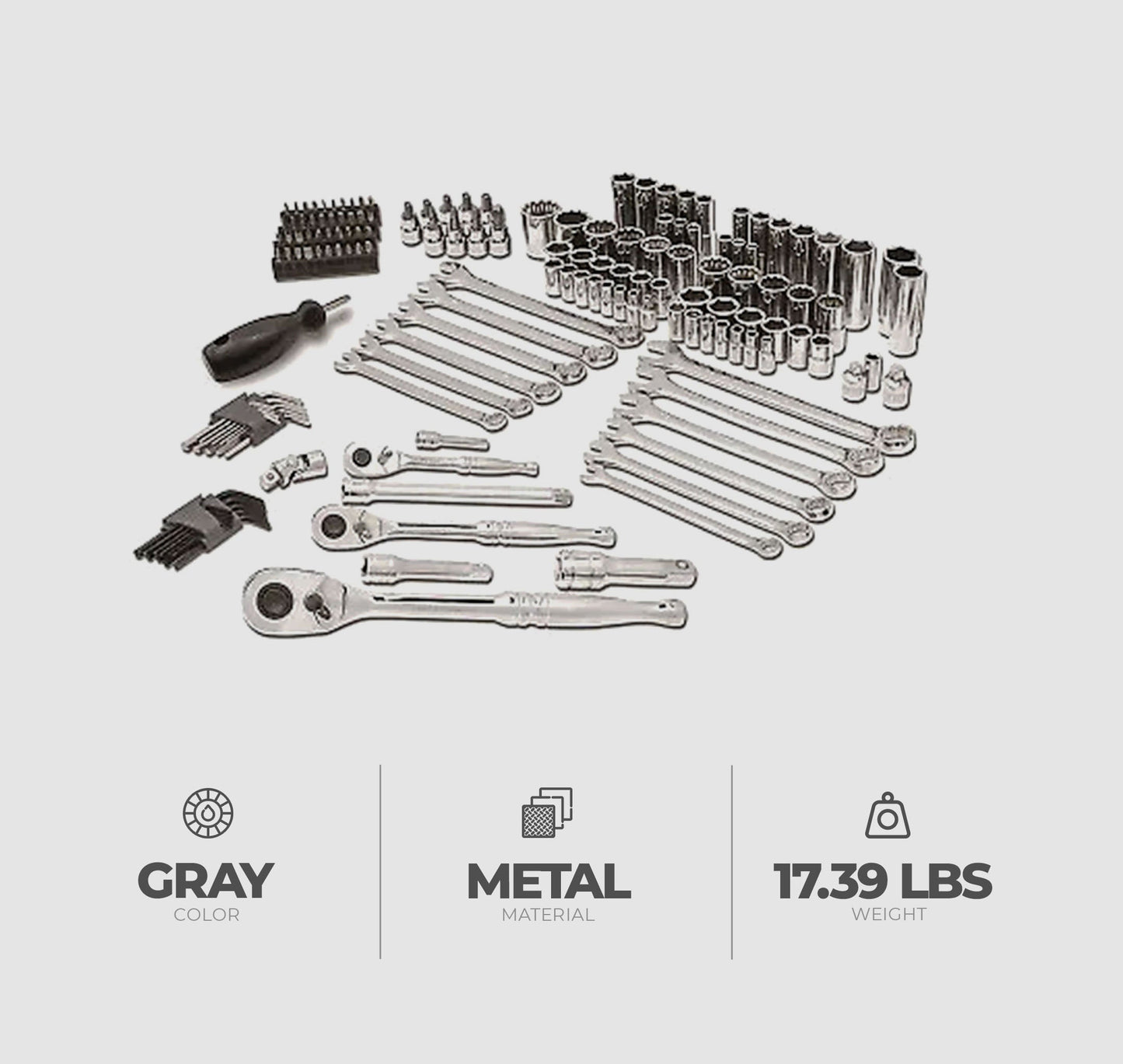 Master Mechanic 152 Piece Mechanics SAE and Metric Assorted Socket Tool Kit