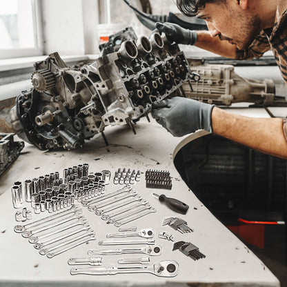 Master Mechanic 152 Piece Mechanics SAE and Metric Assorted Socket Tool Kit