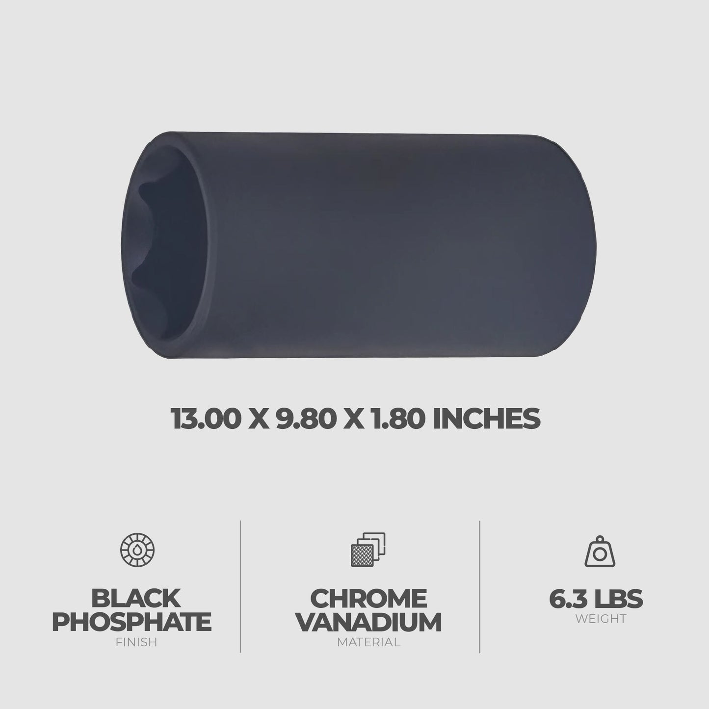 Master Mechanic 6 Point Deep Impact Socket Set with Chrome Vanadium Steel Design