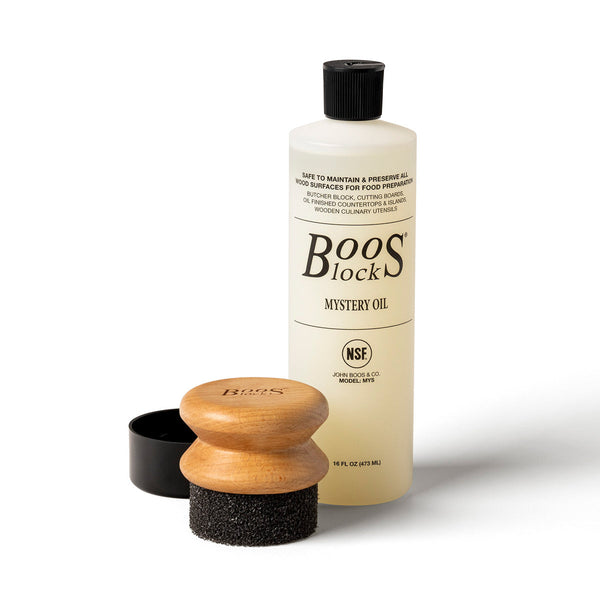 John Boos Block 16 fl oz Mystery Oil & Applicator Wooden Cutting Board Care Set
