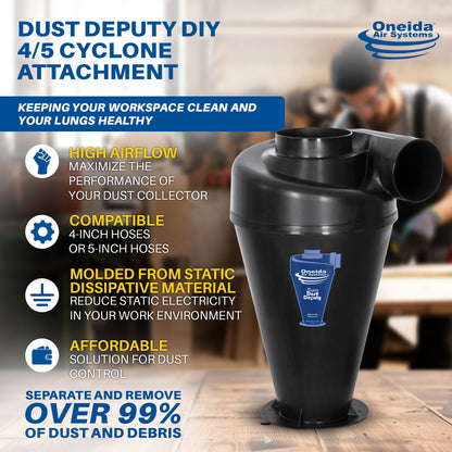 Oneida Air Systems Super Dust Deputy 4/5 DIY Cyclone Attachment, Accessory Only