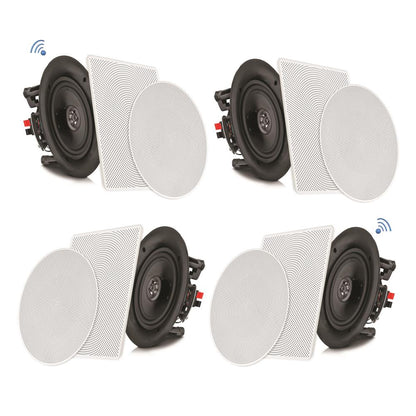 Pyle Audio 6.5 In 2 Way 200W Flush Mount Bluetooth Ceiling Wall Speakers, 4 Pack