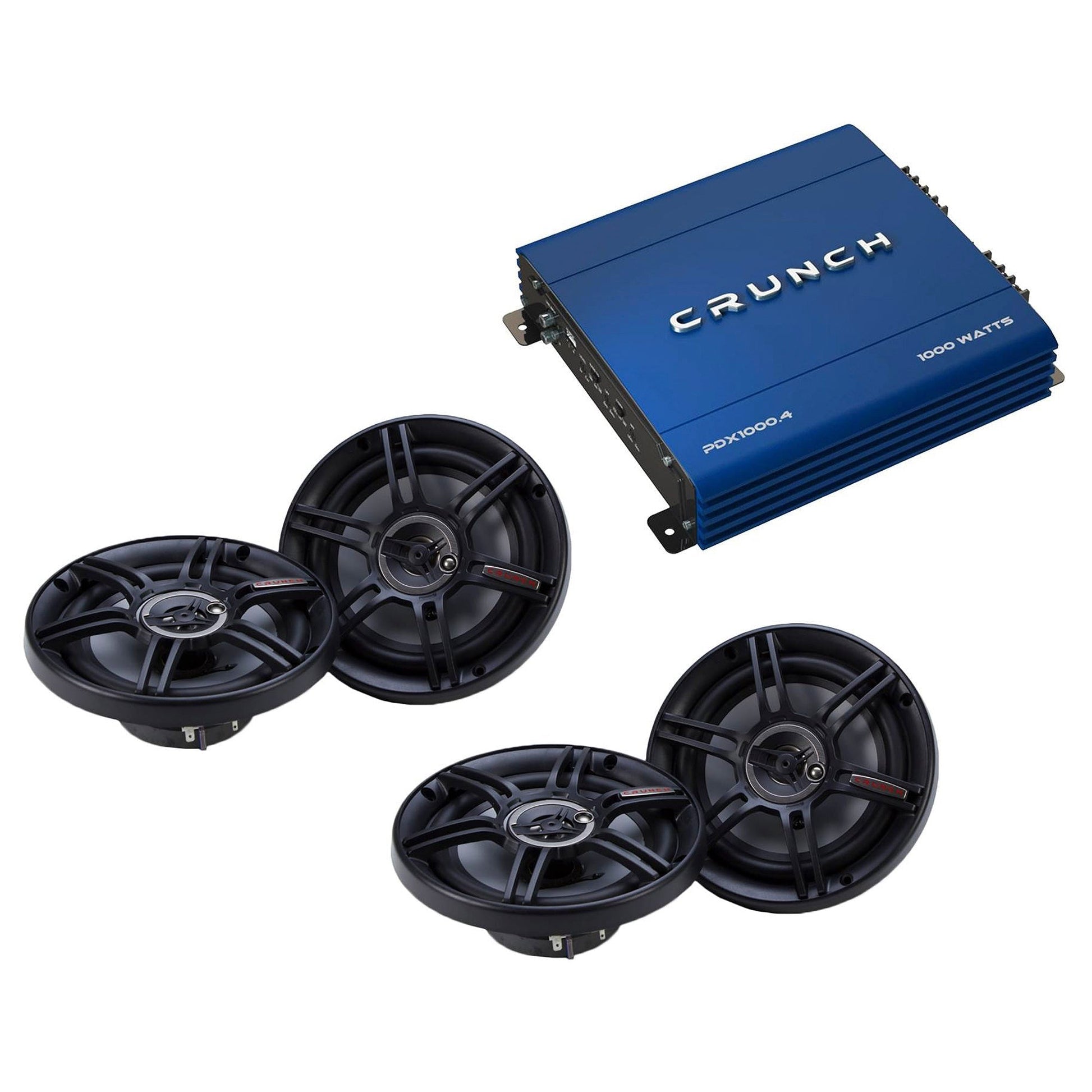 Crunch PowerDriveX 4 Channel Car Stereo Amplifier with 300W 6.5" Speakers, Pair - Find Fresh Goods