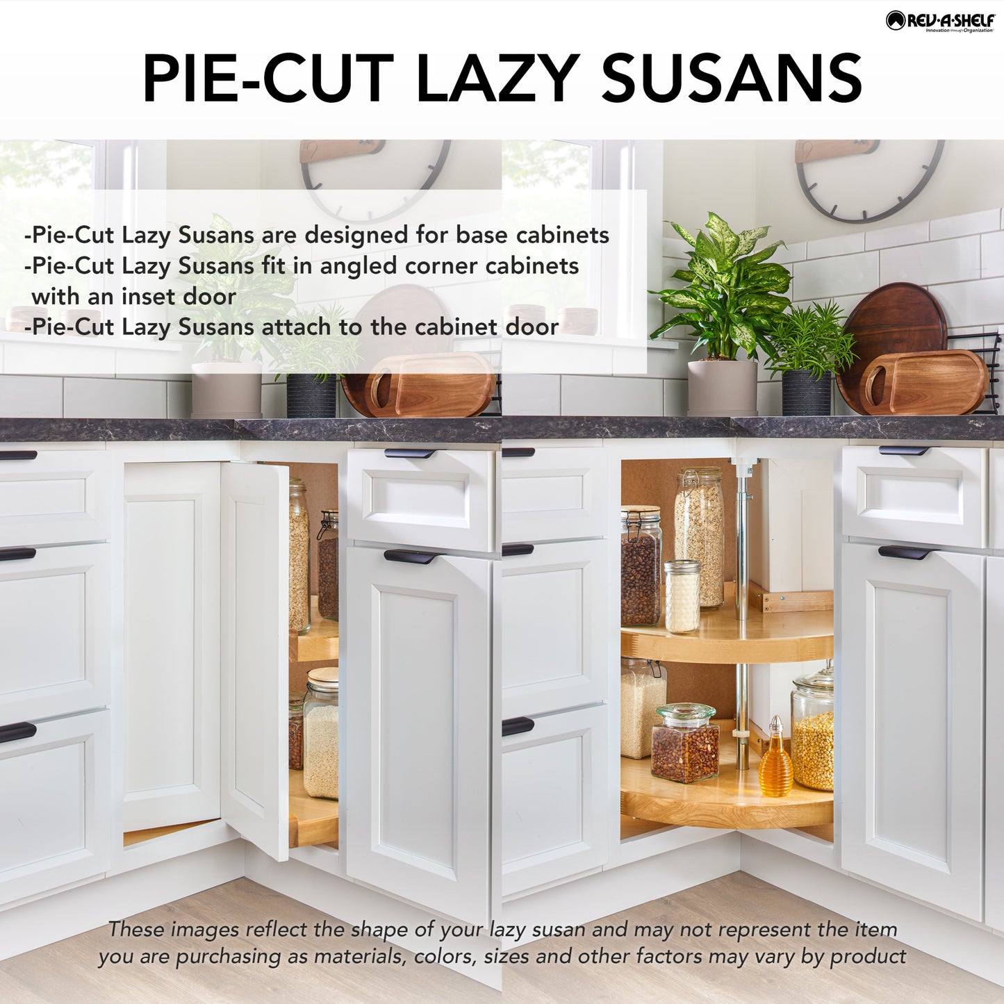 Rev-A-Shelf 28'' Lazy Susan Pie-Cut Polymer 2-Shelf, Almond, 6942-28-15-52