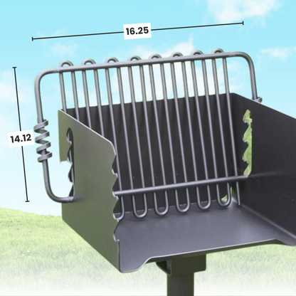 Pilot Rock CBP-135 Park Style Outdoor Camping BBQ Charcoal Grill with Swivel