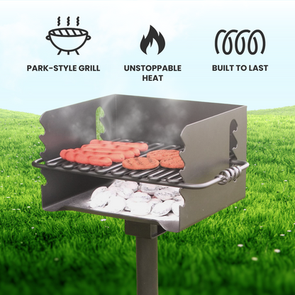 Pilot Rock CBP-135 Park Style Outdoor Camping BBQ Charcoal Grill with Swivel