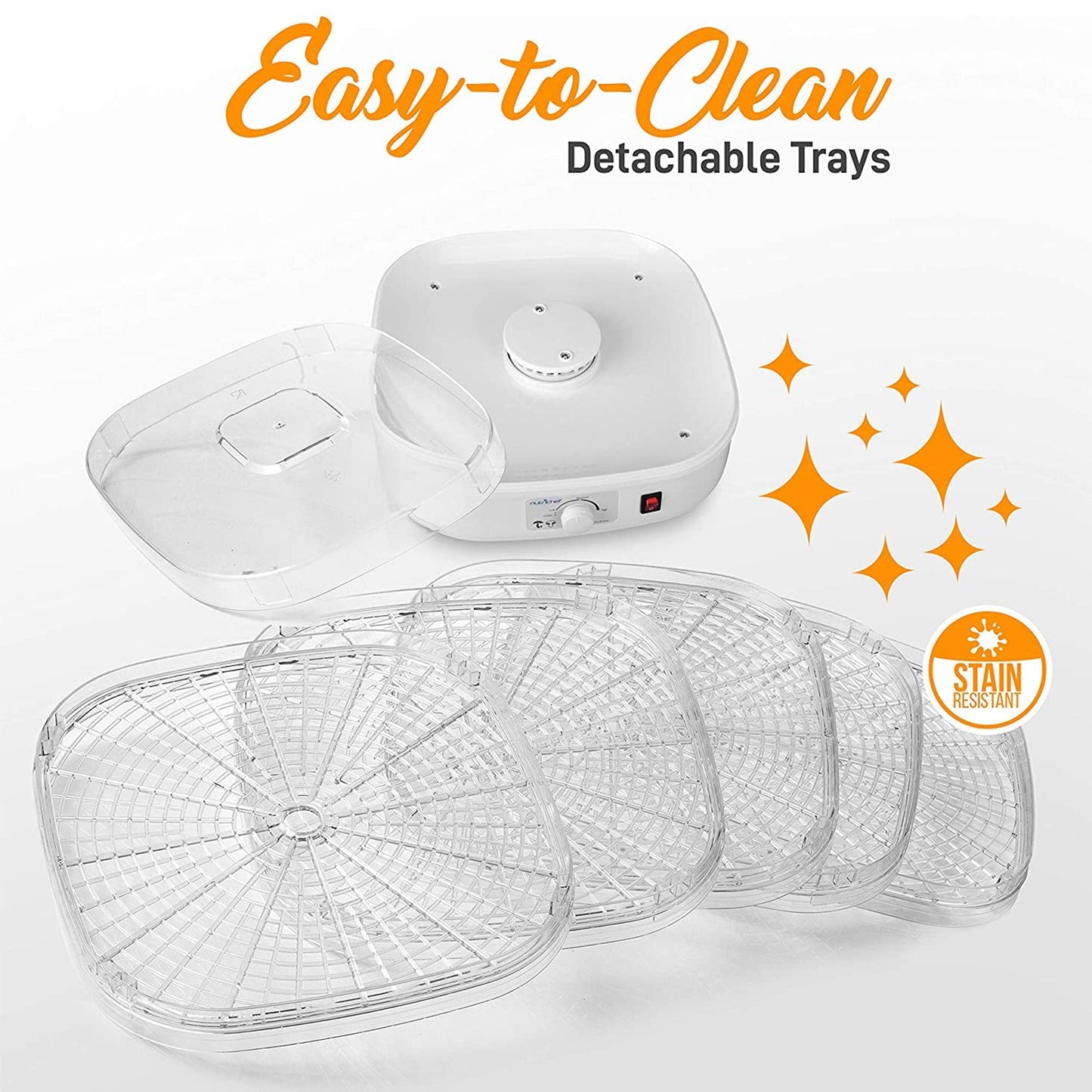 NutriChef PKFD06 Kitchen Countertop 5 Tray Rack Electric Food Dehydrator Machine