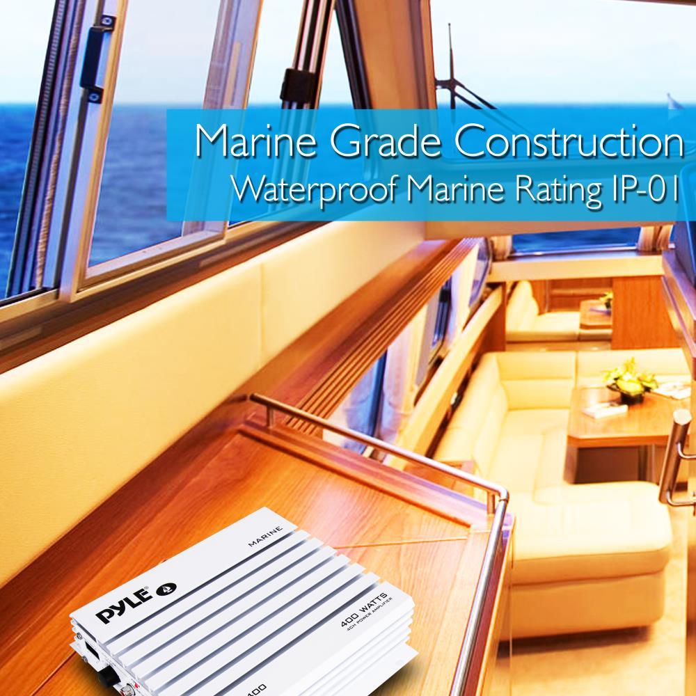 Pyle PLMRA400 400 Watt 4 Channel Waterproof Marine Boat Audio Amplifier, White - Find Fresh Goods