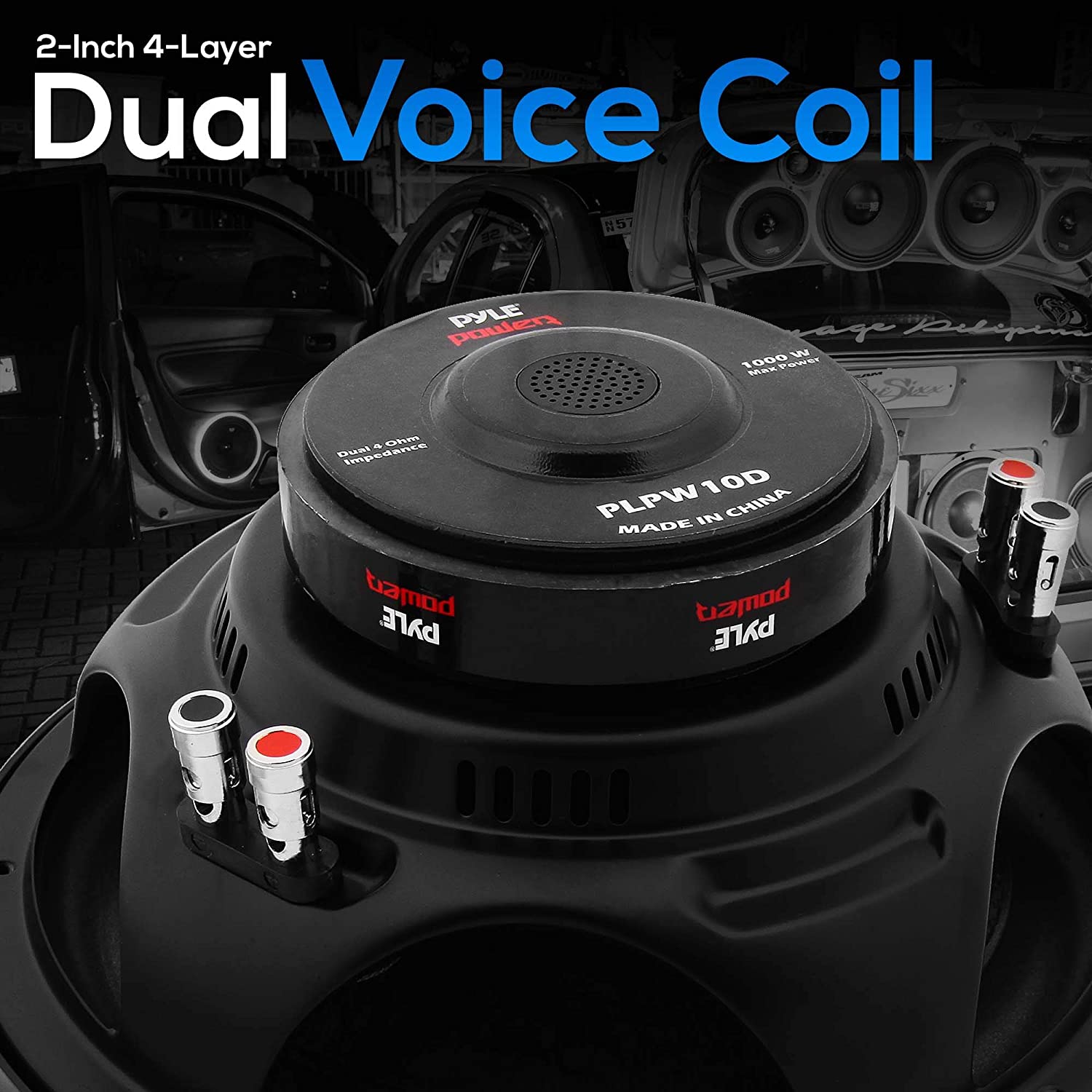 Pyle PLPW10D Power 10 Inch 1000 Watt 4 Ohm Car Audio Dual Voice Coil Subwoofer - Find Fresh Goods