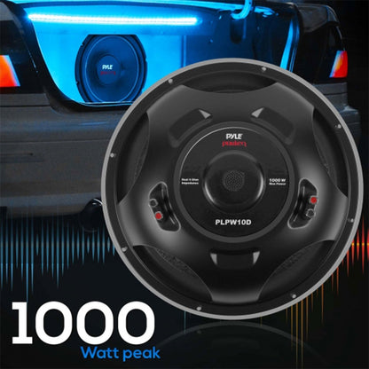 Pyle PLPW10D Power 10 Inch 1000 Watt 4 Ohm Car Audio Dual Voice Coil Subwoofer - Find Fresh Goods