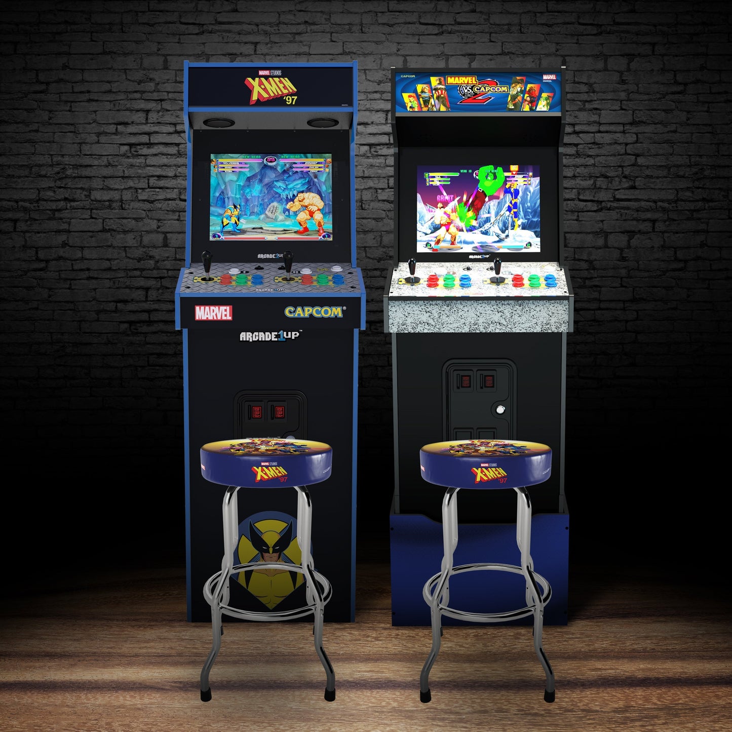 Arcade1Up Marvel X-Men Adjustable Arcade Stool with Chrome Plated Steel Frame