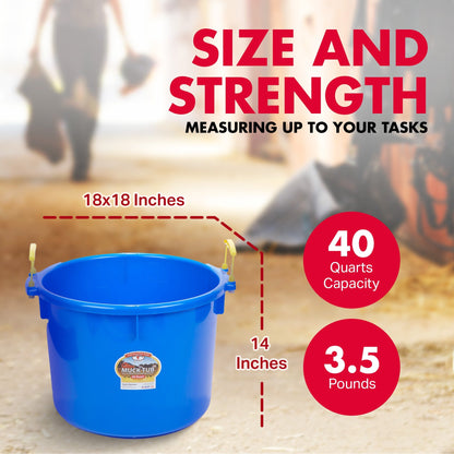 Little Giant 40 Quart Durable and Versatile Utility Muck Tub w/Handles, Blue