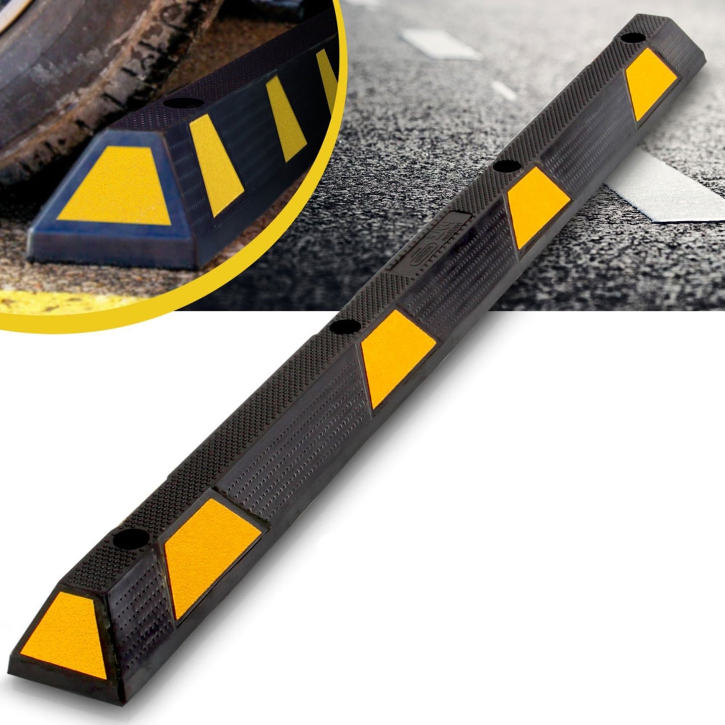 Pyle PCRSTP14 72" Car/Truck Vehicle Driveway Parking Wheel Stop Block (8 Pack) - Find Fresh Goods