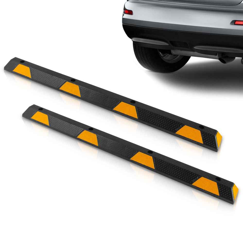Pyle PCRSTP14 72" Car/Truck Vehicle Driveway Parking Wheel Stop Block (2 Pack)