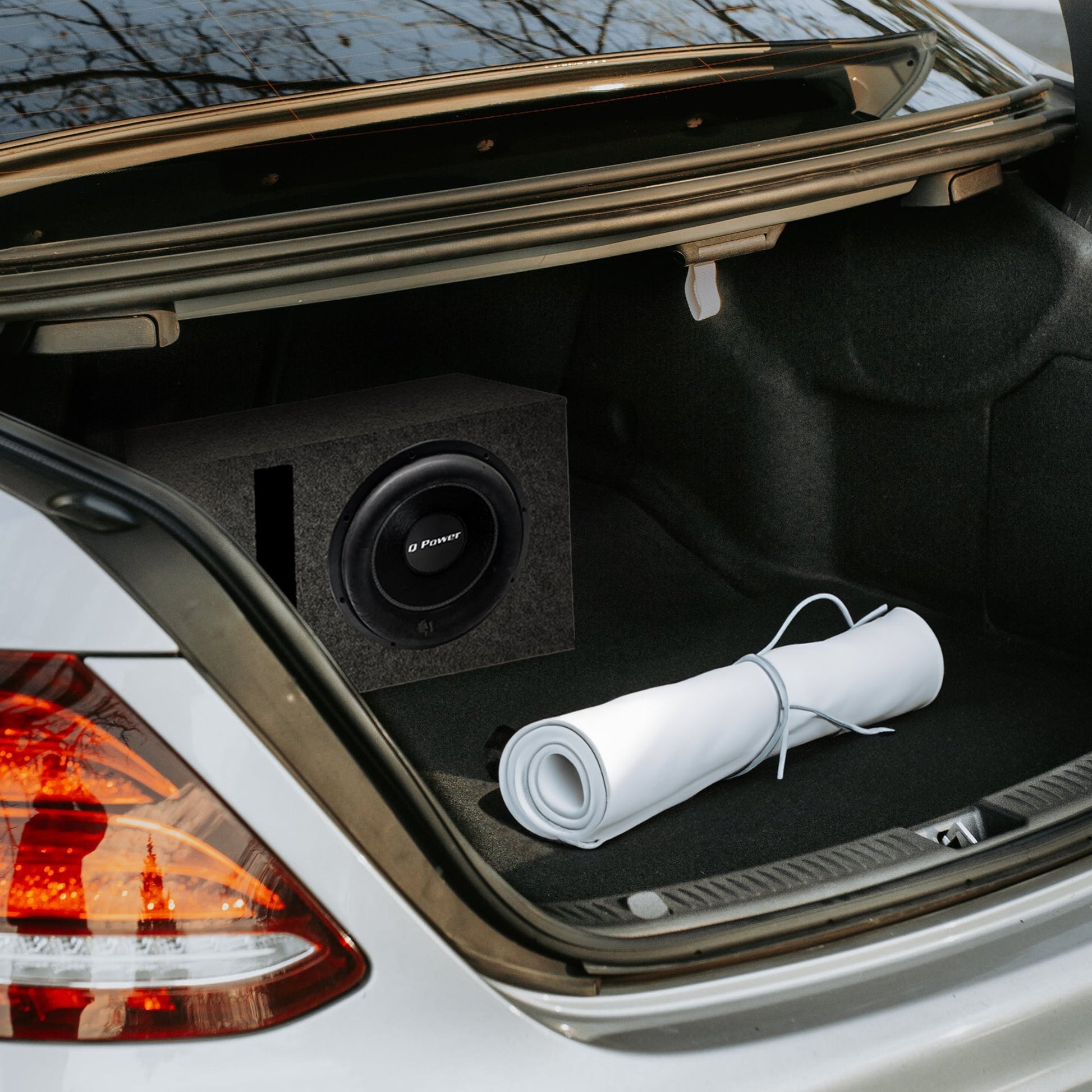 QPower QBASS Dual Vented 12 Inch Single Audio Subwoofer Enclosure Box, Charcoal - Find Fresh Goods