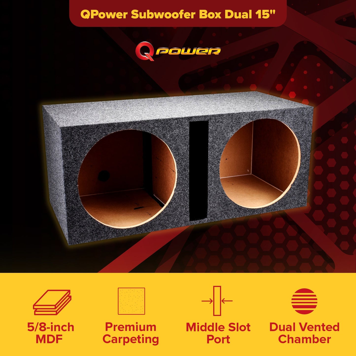 QPower QBASS Dual 15-Inch Vented MDF Subwoofer Sub Box Enclosure - Find Fresh Goods