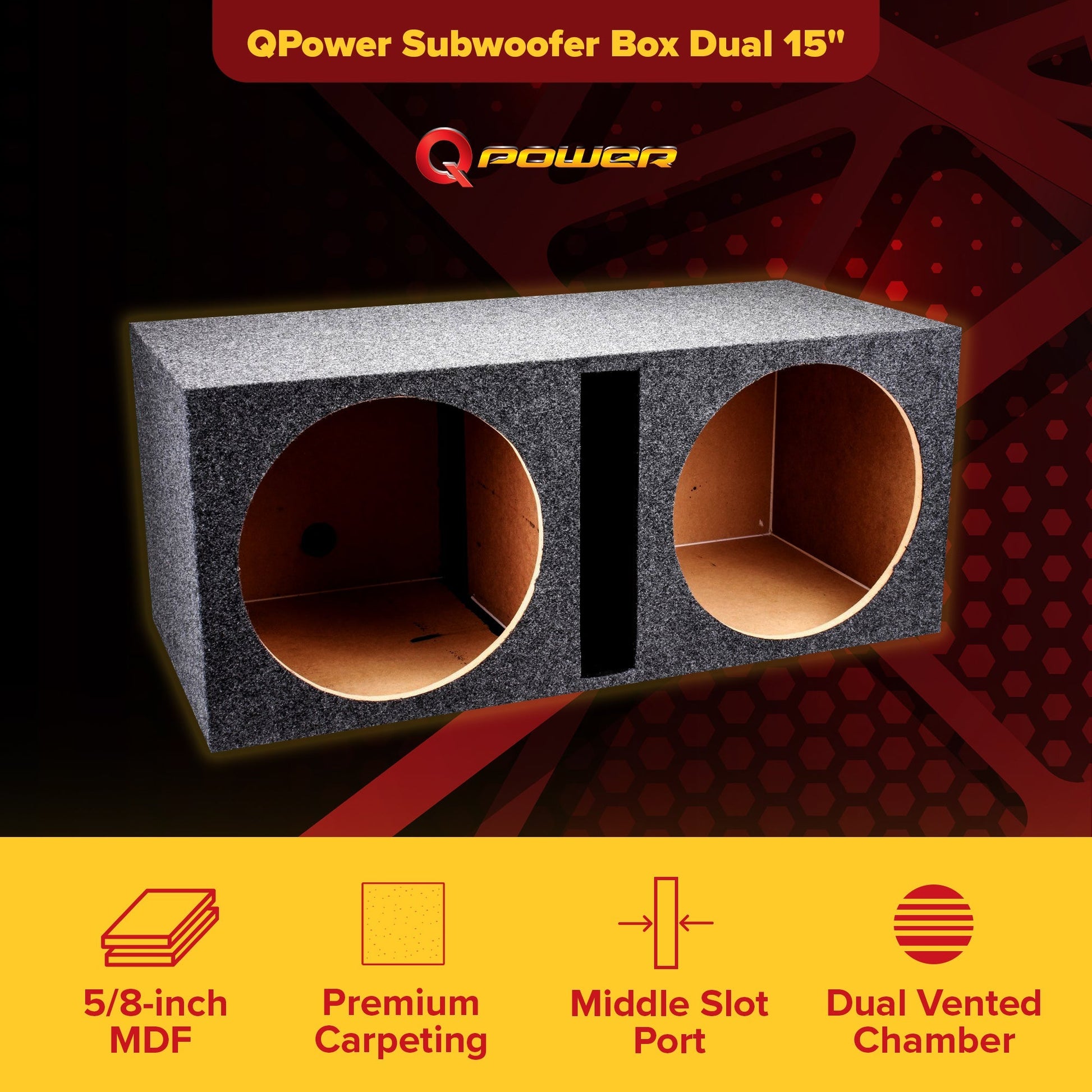 QPower QBASS Dual 15-Inch Vented MDF Subwoofer Sub Box Enclosure - Find Fresh Goods