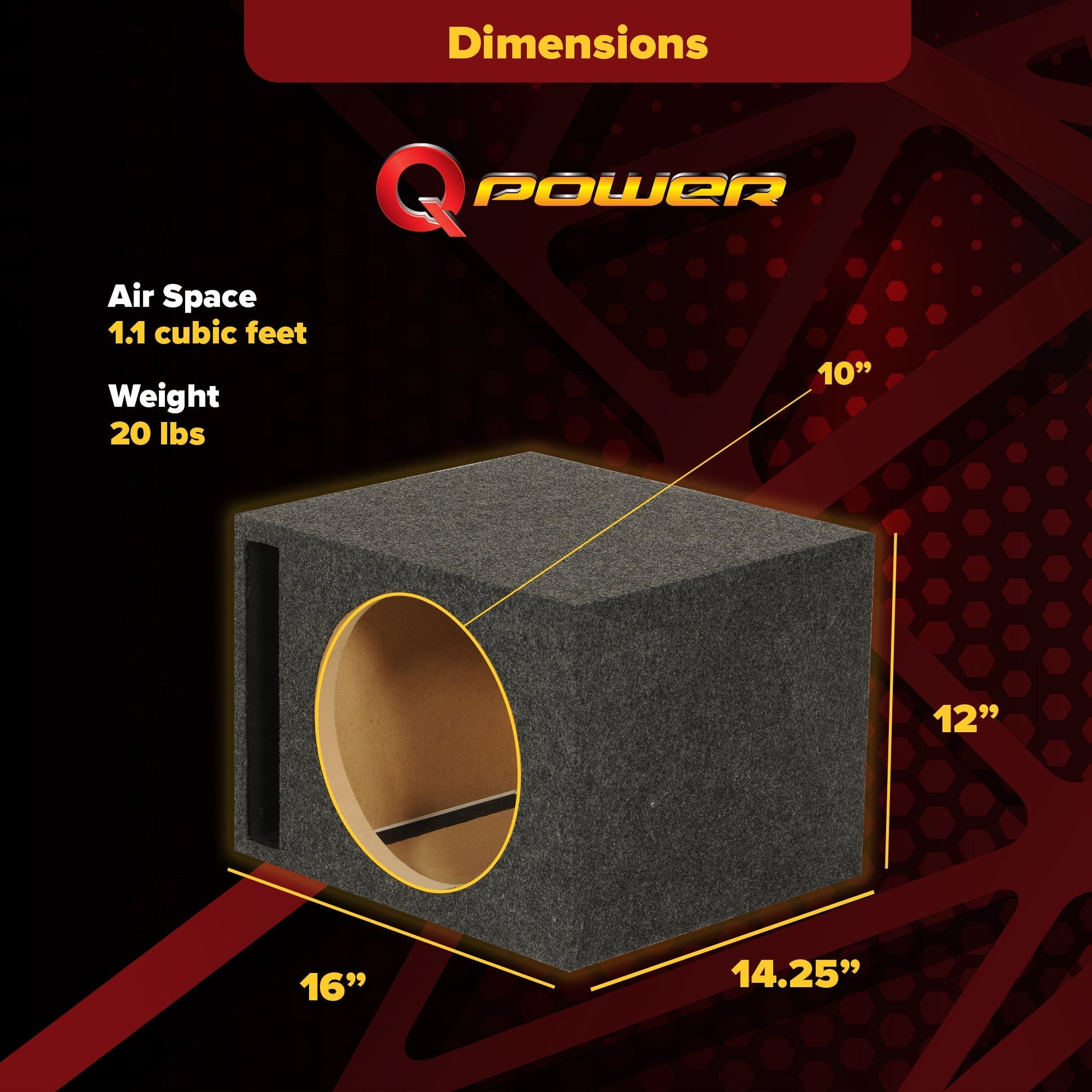 Q Power 10" Heavy-Duty Single Vented Vehicle Subwoofer Enclosure Woofer Box - Find Fresh Goods