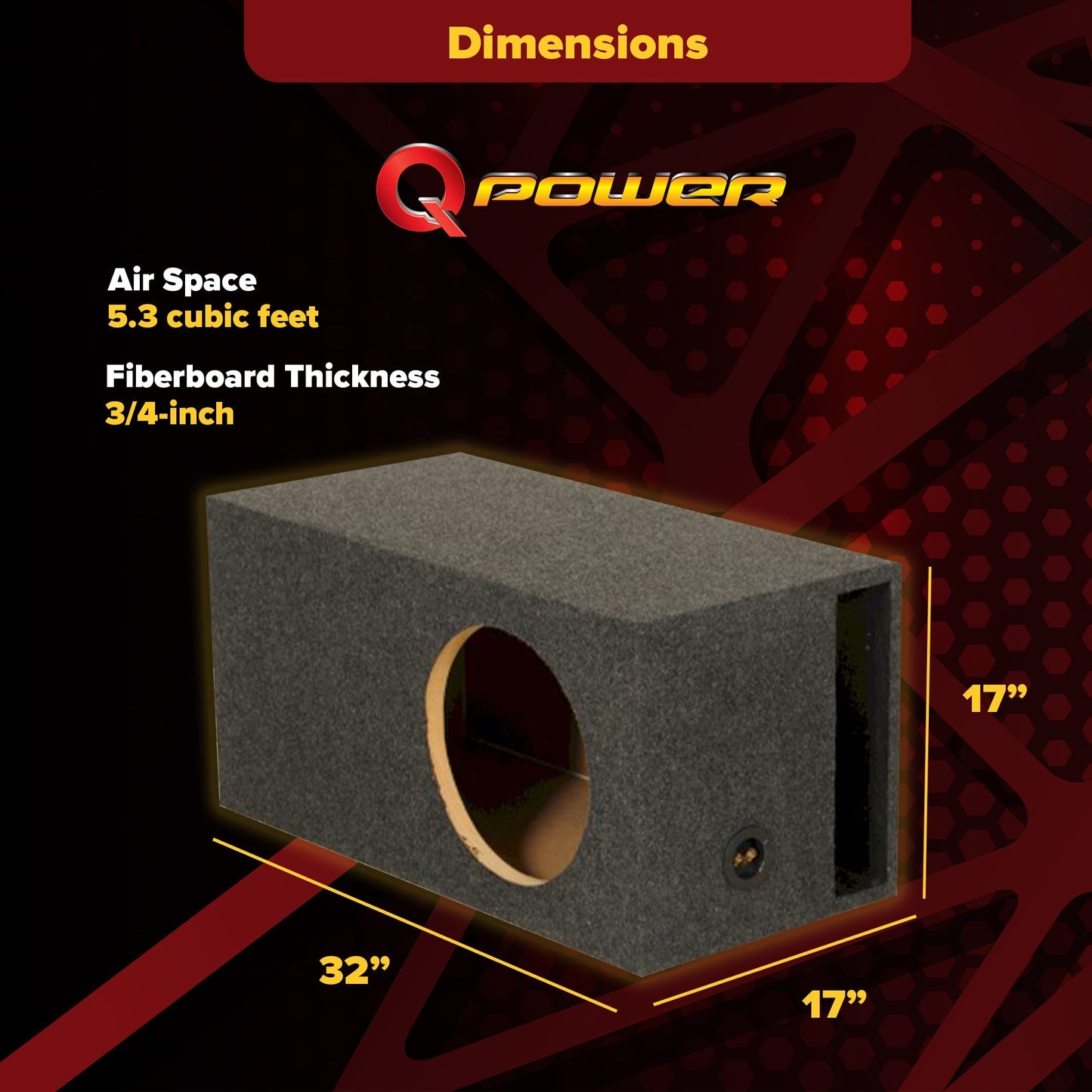 QPower 15" Heavy Duty Single Vented Extra Large Vehicle Subwoofer Enclosure Box - Find Fresh Goods