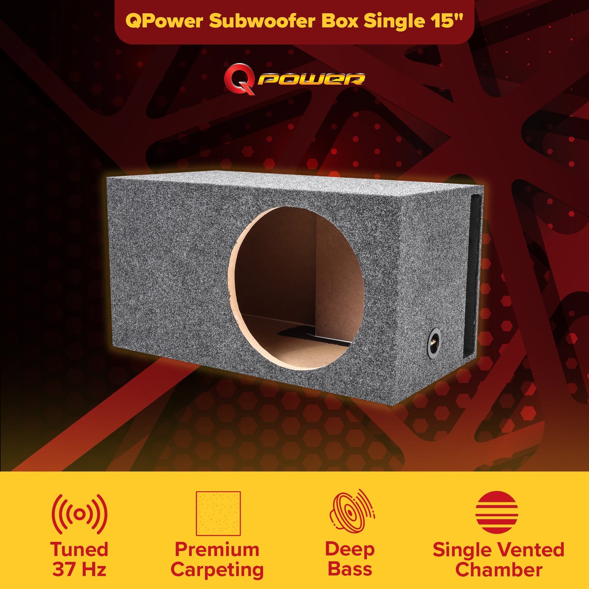 QPower 15" Heavy Duty Single Vented Extra Large Vehicle Subwoofer Enclosure Box - Find Fresh Goods