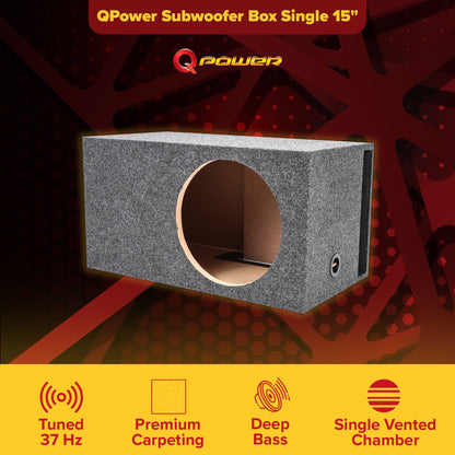 QPower 15" Heavy Duty Single Vented Extra Large Vehicle Subwoofer Enclosure Box - Find Fresh Goods