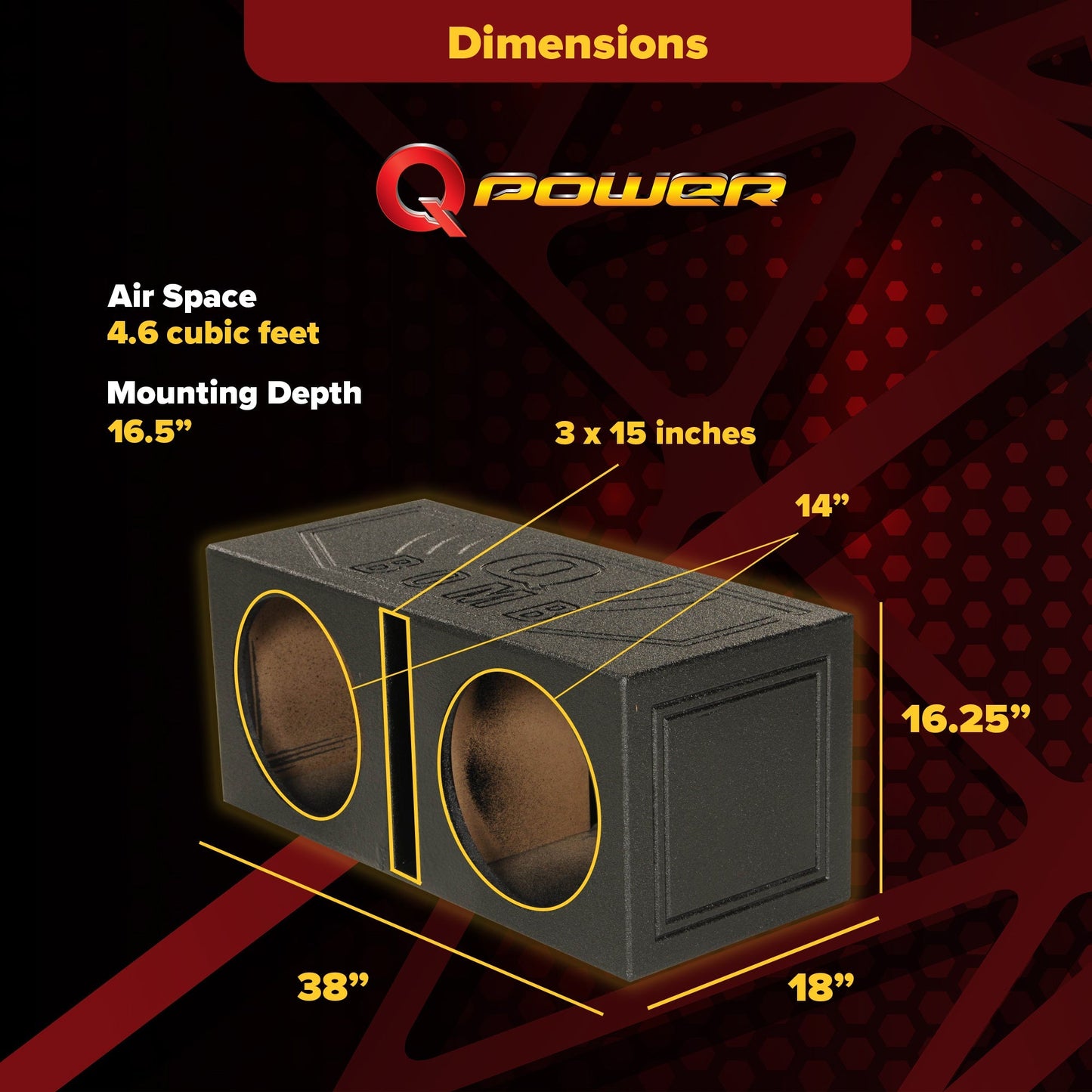 Q Power QBOMB15V Dual 15" Vented Port Subwoofer Sub Box w/ Bedliner Spray - Find Fresh Goods
