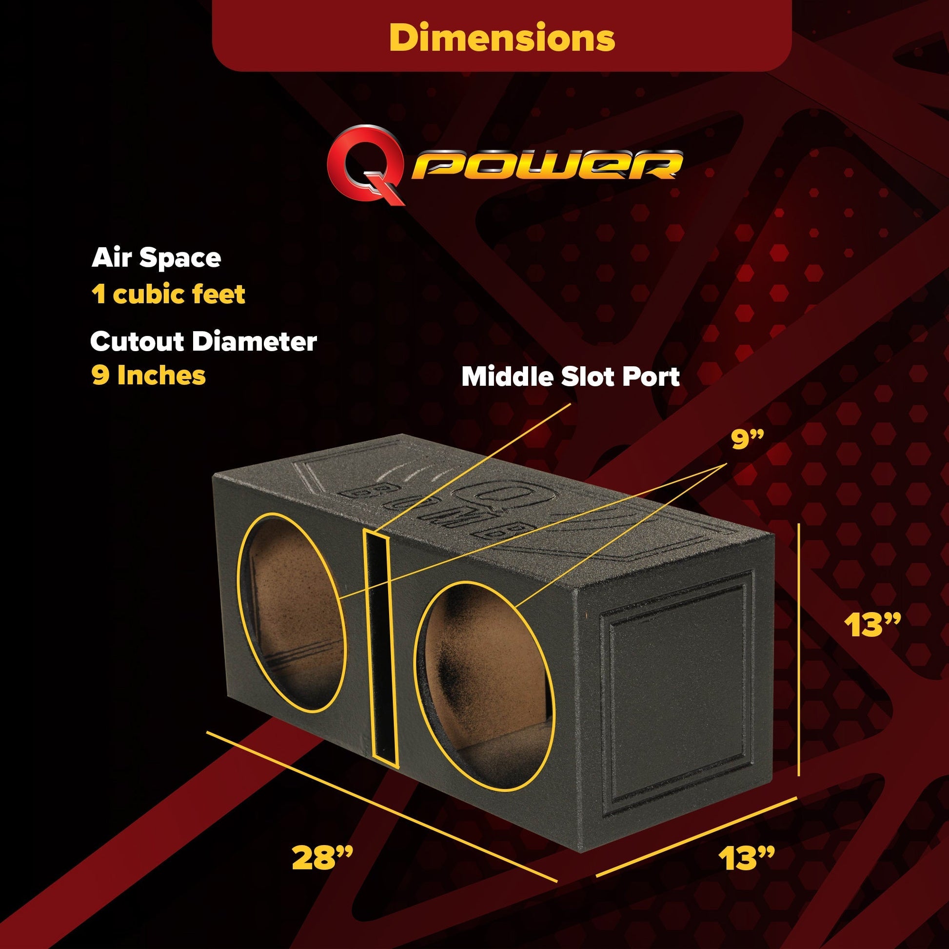 Q Power QBOMB10V Dual 10 Inch Vented Port Subwoofer Sub Box w/ Bedliner Spray - Find Fresh Goods