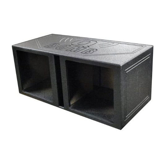 QPower QBOMB 15 Inch Center Vented Dual Subwoofer Enclosure Speaker Box, Square - Find Fresh Goods