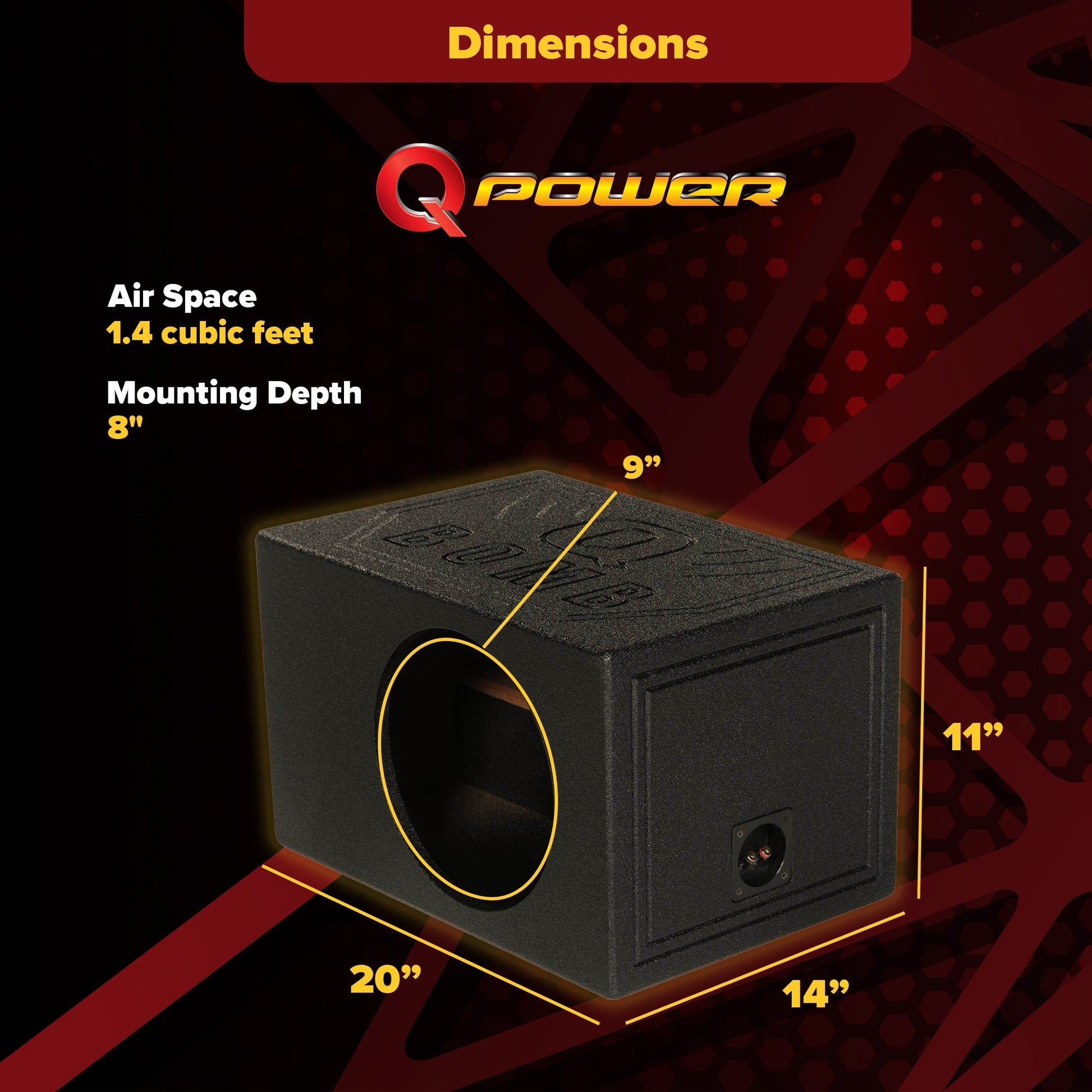 QPower QBOMB10VL Single 10" Vented Ported Car Subwoofer Sub Box Enclosure QBOMB - Find Fresh Goods