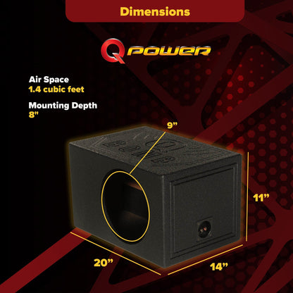 QPower QBOMB10VL Single 10" Vented Ported Car Subwoofer Sub Box Enclosure QBOMB - Find Fresh Goods