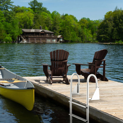 RecPro 5 Step Aluminum Marine Grade Dock Pier Attachment Flip Up Ladder, Silver - Find Fresh Goods