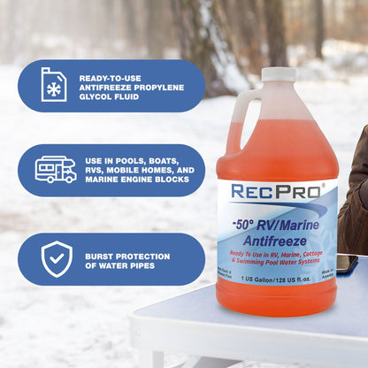 RecPro Ready to Use RV Antifreeze, -50 Degree Fahrenheit Protection, 1 Gallon - Find Fresh Goods