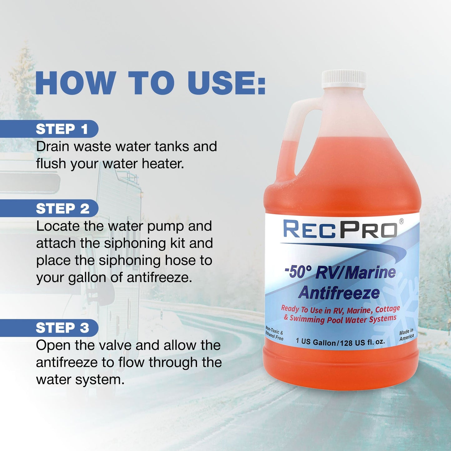 RecPro Ready to Use RV Antifreeze, -50 Degree Fahrenheit Protection, 1 Gallon - Find Fresh Goods