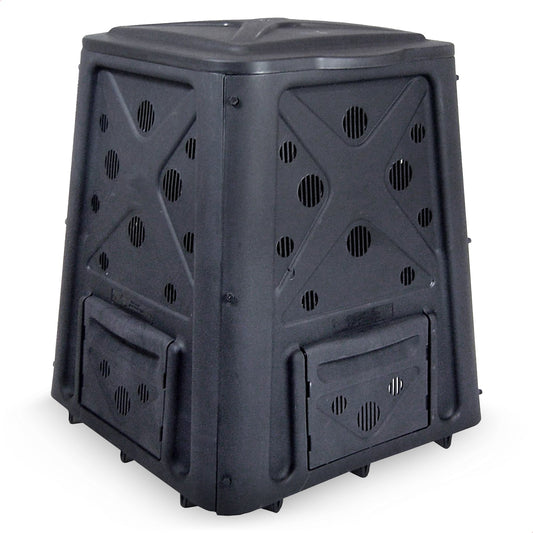 Redmon 65 Gallon Capacity Compost Bin with Lift Off Lid and 4 Door Access, Black