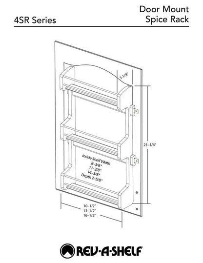 Rev-A-Shelf 15" Kitchen Cabinet Door Mounted 3-Shelf Storage Spice Rack, 4SR-15
