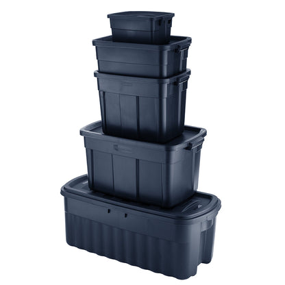 Rubbermaid 18 Gallon Stackable Storage Container, Dark Indigo Metallic (12 Pack)