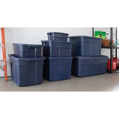 Rubbermaid 18 Gallon Stackable Storage Container, Dark Indigo Metallic (12 Pack)