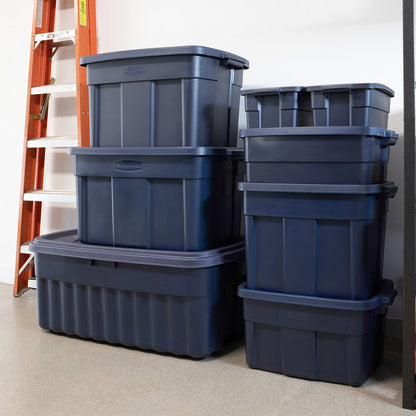 Rubbermaid 18 Gallon Stackable Storage Container, Dark Indigo Metallic (12 Pack)